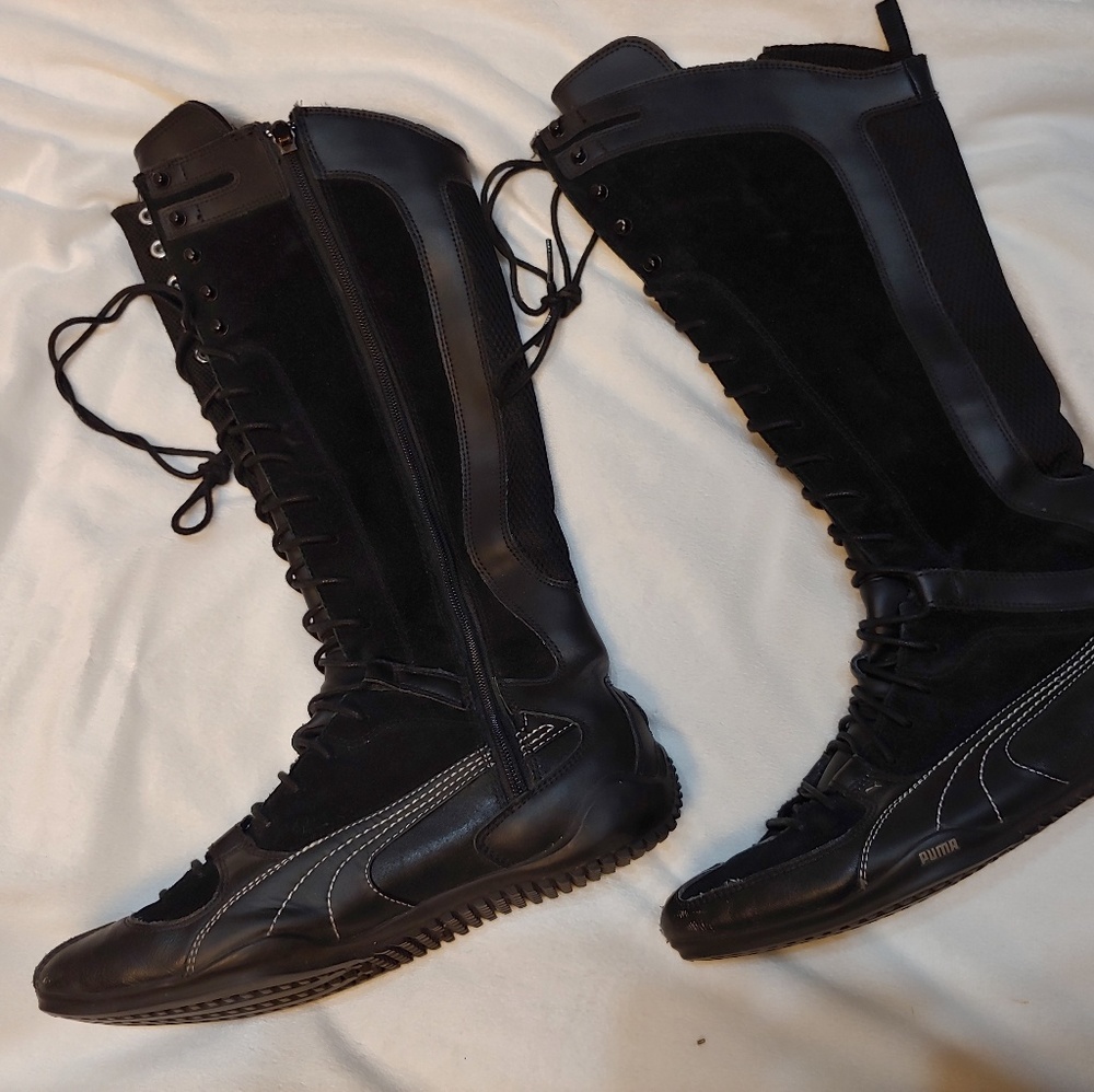 Puma Black Lace Up Boots 8